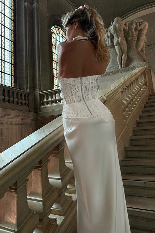 White Lace Bustier Bodycon Dress