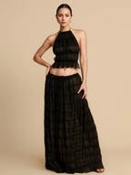 Textured Halter Neck Crop Top And Long Skirt 2 Piece Co-ord Set For Beach 2026