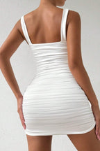 Cross Halter Neck Ruched Bodycon Mini Dress