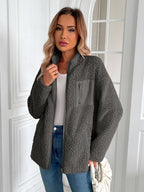 | Fluffy jacket with long sleeves and zip