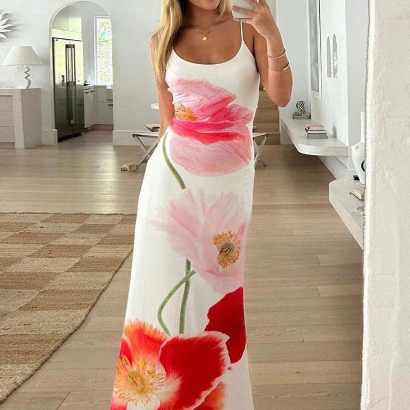 Virginia Chic Floral Spaghetti Strap Maxi Dress Boutique Collection