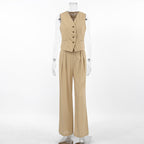 Solid Color Cotton Linen Casual Set