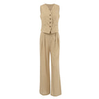 Solid Color Cotton Linen Casual Set