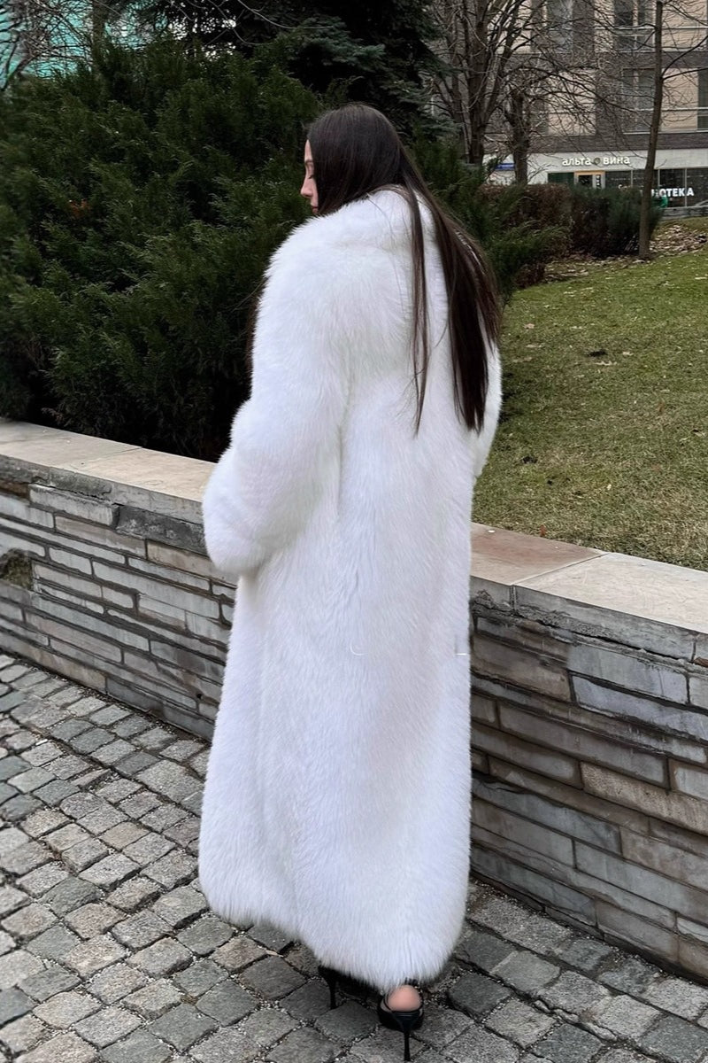 Faux Fox Fur Long Eco Fur Overcoat
