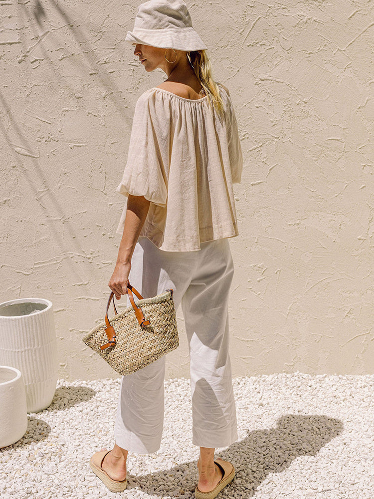 Basic Cotton Short-sleeved Sheer Chiffon Casual Top