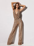 Sequin Jumpsuit Semi Formal Sleeveless Club Nightwear For Women