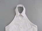 Hanging Collar Fabric Trench Coat Top