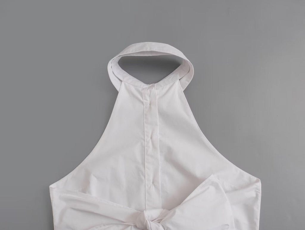 Hanging Collar Fabric Trench Coat Top