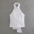 Hanging Collar Fabric Trench Coat Top