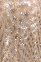Sequin Halter Neck Deep V-Neck Bodycon Midi Dress