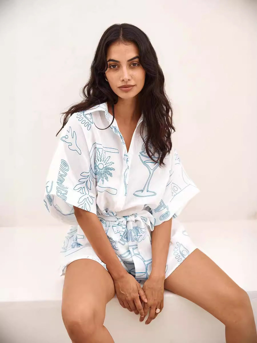 Low Neck Collared Mid Sleeve Romper