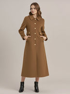Vintage Wool Cashmere Blend Coat With Golden Buttons For Women 2026