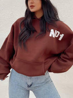 Letter Print Short Oversized Hoodie
