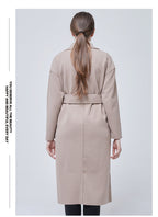 Woolen Solid Color Long Sleeve Trench Coat