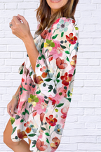 Breezy Elegance _ Floral Print Notched Tunic Dress