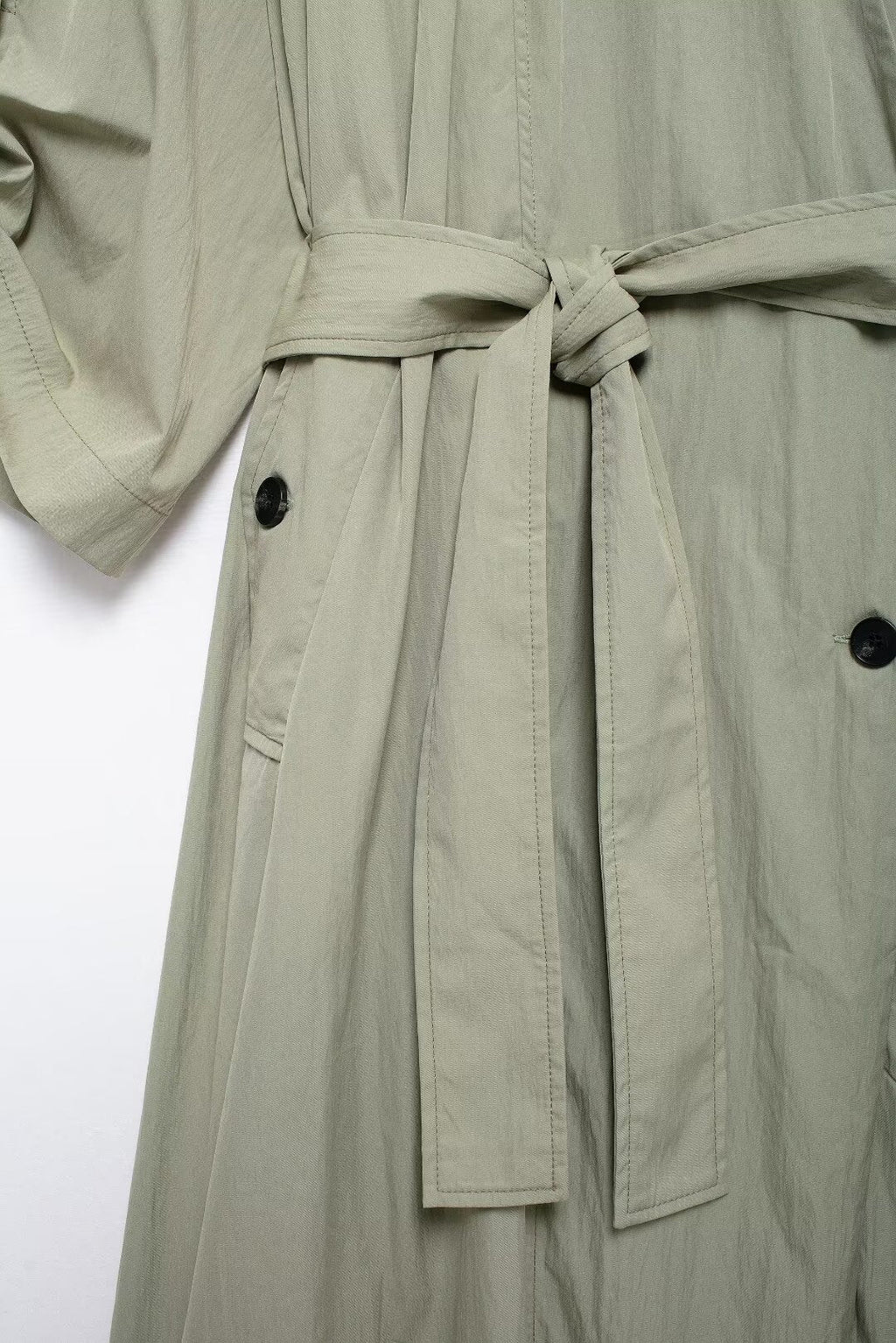 V Neck Lace Up Trench Coat