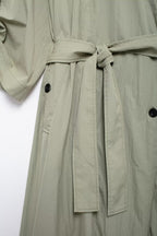 V Neck Lace Up Trench Coat