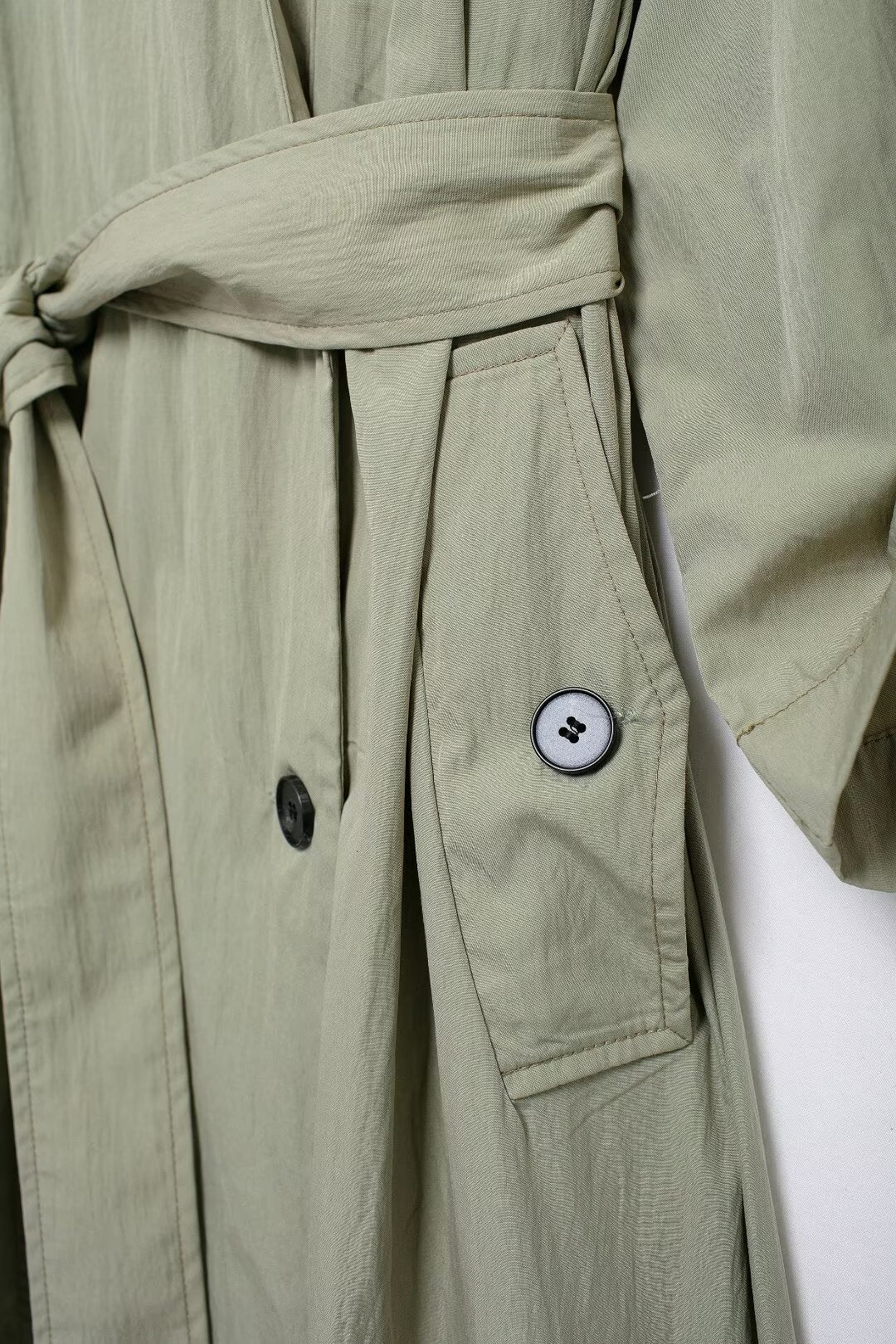 V Neck Lace Up Trench Coat