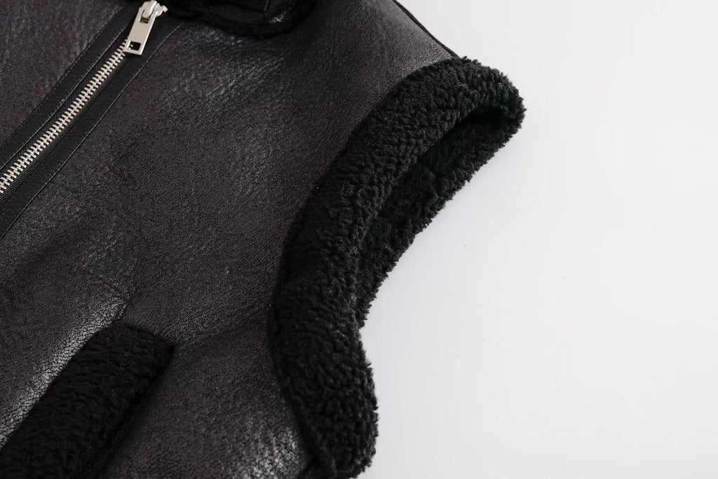 Faux Shearling Lamb Wool Vest Jacket