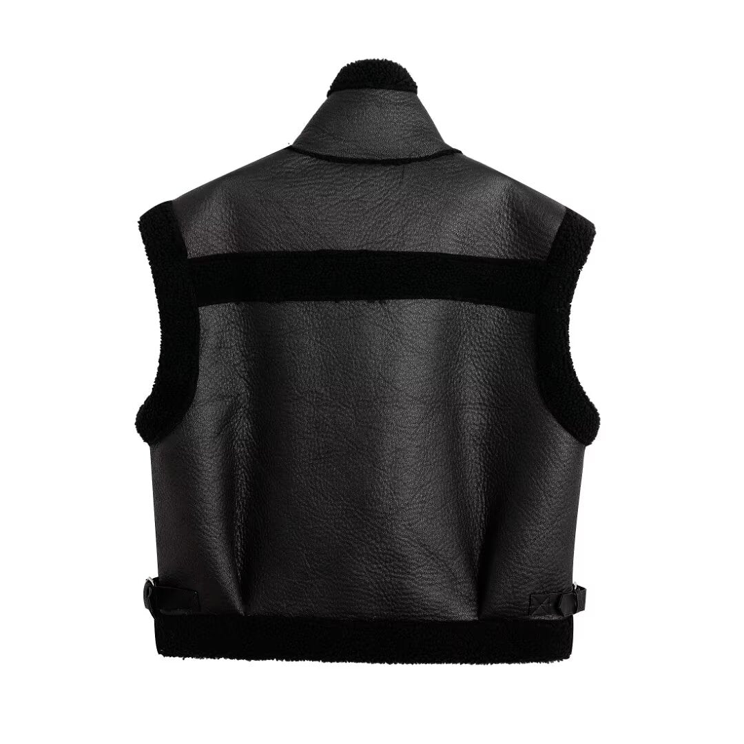 Faux Shearling Lamb Wool Vest Jacket
