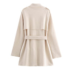 Suede Texture Effect Trench Coat