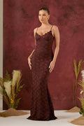 Lace Spaghetti Strap Sweetheart Corset Mermaid Maxi Dress