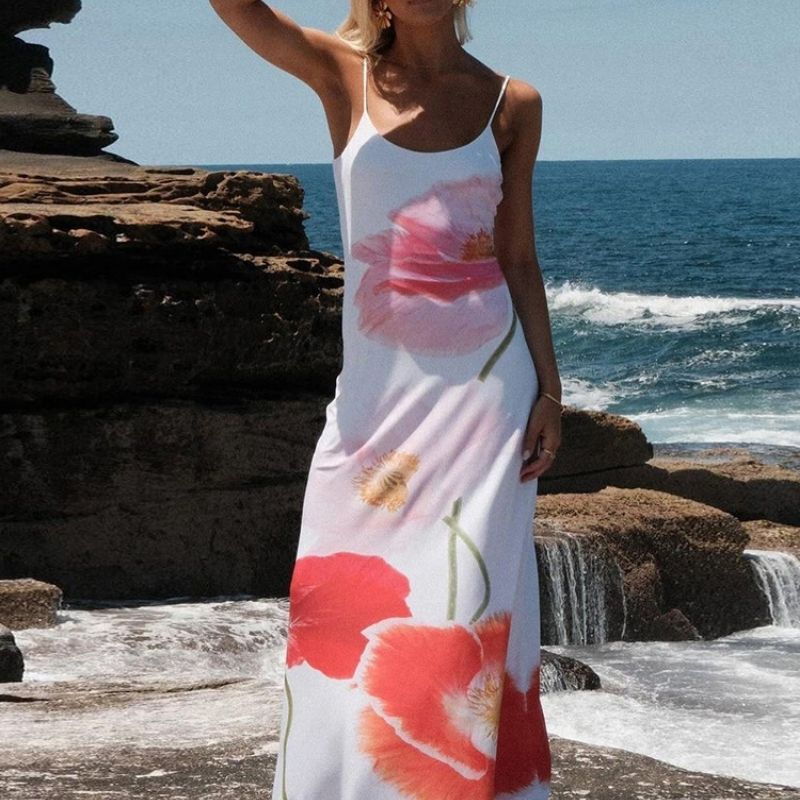 Virginia Chic Floral Spaghetti Strap Maxi Dress Boutique Collection