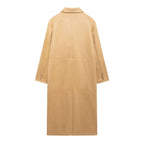 Suede Long Trench Coat