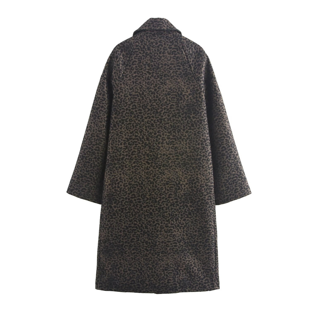 Leopard Print Office Overcoat Jacket
