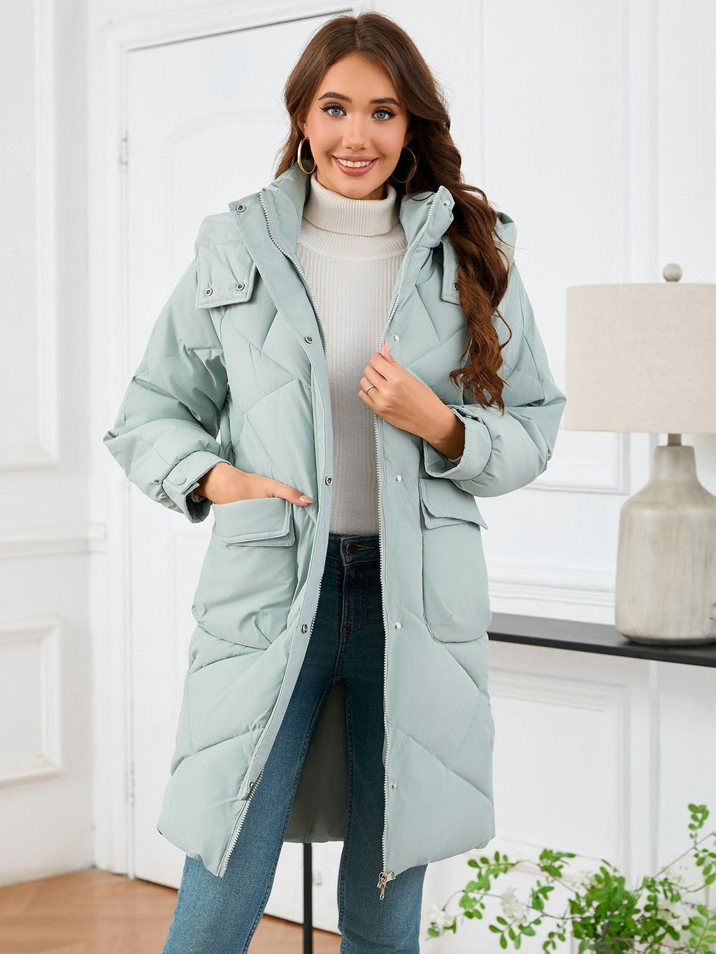 Hooded Slim-Fit Thermal Padded Coat