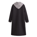 Black Woolen Hooded Overcoat