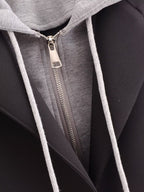 Black Woolen Hooded Overcoat