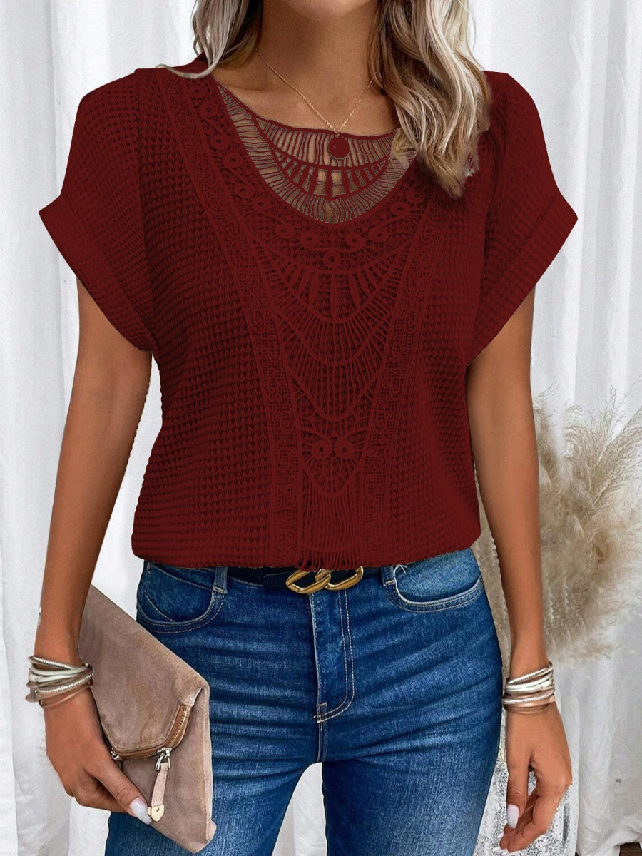 Trim Splicing Knitting Leisure T-shirts