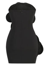 Strapless 3D Fabric Flower Applique Bodycon Mini Dress