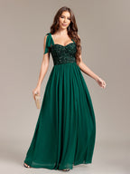 Sequins And Glitter Bandage Chiffon Slit Formal Dress Maxi Dresses