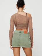 Camouflage Washed Pocket Denim Mini Skirt