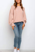 Batwing Long Sleeves Ribbed Knit Tunic Sweater