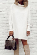 Mockneck Drop Shoulder Solid Mini Dress