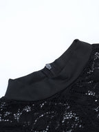Lace Crew Neck Long Sleeve Ribbon Slim Fit Hip-hugging Mini&Short Dresses