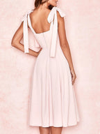 Lace Up Slit Bridesmaid Cocktail Party Maxi Dresses