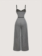 Plaid Camisoles Wide Leg Commuting Jumpsuits