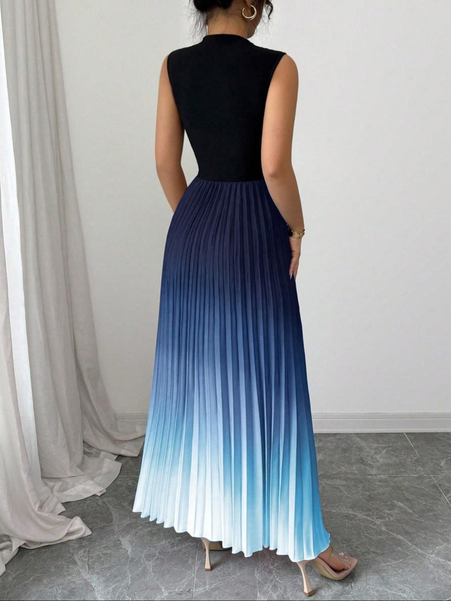 Crew Neck Sleeveless Gradient Maxi Dresses