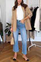 Notch Lapel Button Down Office Blazer Jacket