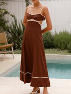 Camisoles Color Matching Color-blocked Hollow Vacation And Leisure Maxi Dresses