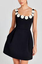 3D Floral Pearl Strap Square Neck Corset Mini Dress