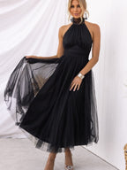 Halter Mesh Formal Dress Maxi Dresses