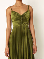 Camisoles Green Formal Dress Crimp Maxi Dresses