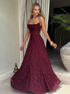 Backless Blended Formal Dress Maxi Dresses