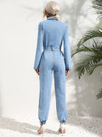 Button-up Slim-fit Jumpsuit Jeans
