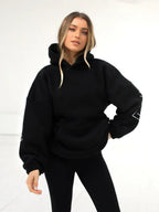 Fleece Letter Embroidery Thick Hooded Sweatshirt